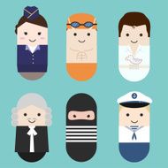 Set of flat colorful vector occupation people capsule design N4