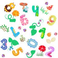 Numbers like insects in seamless pattern N2