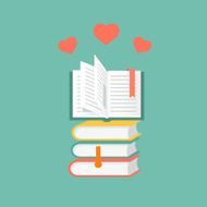 books in flat design Literature and library education science knowledge