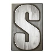 3d silver letterpress alphabet S