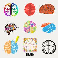 Collection of brain creation and idea icons elements