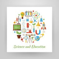 Flat Style Circle Vector Set of Science and Education Objects
