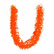 U - Orange handwritten letters on white background