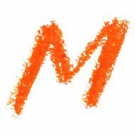 M - Orange handwritten letters on white background