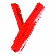 Y - Red handwritten letters on white background Acrylic colors