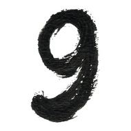 9 - Black handwritten number on white background Acrylic colors