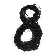 8 - Black handwritten number on white background Acrylic colors