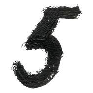 5 - Black handwritten number on white background Acrylic colors