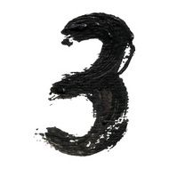 3 - Black handwritten number on white background Acrylic colors