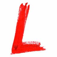 L - Red handwritten letters on white background Acrylic colors
