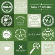 Set of Back to School Label On Green Background N2