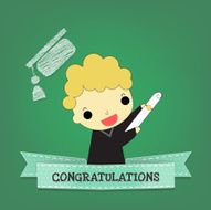 boy graduate with ribbon and board N2