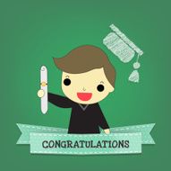smart boy graduate with ribbon and board N2