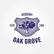 Vintage Heraldry Symbol badge design with old mighty tree oak