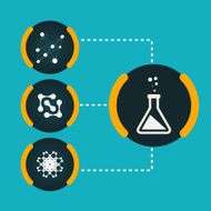 Set icons chemical experiments blue background eps N2