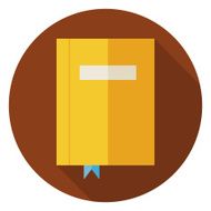 Flat Book with Bookmark Circle Icon Long Shadow