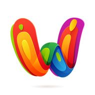 W letter volume colorful logo with splash N2