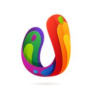 U letter volume colorful logo with splash N2