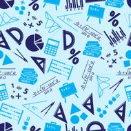 mathematics icons blue seamless pattern eps10