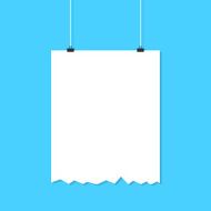 hanging torn white poster with shadow