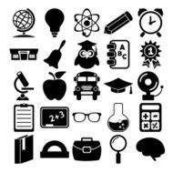 Set of black icons on white background Education N5