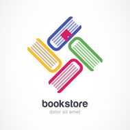 Vector logo design template Multicolor books flat icon