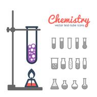 Chemical test tubes icons N10
