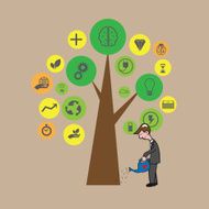 Businessman growing tree of idea