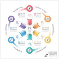 Healthcare Medical Infographic With Pill Capsule Round Circle Step Diagram