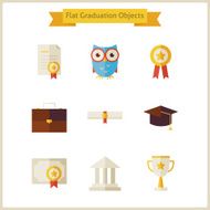 Flat School Graduation and Success Objects Set