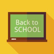 Flat Back to School Chalkboard Illustration with long Shadow N2