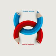 Stylish red pencil and blue