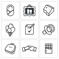 Adoption of a child by adoptive parents icons set