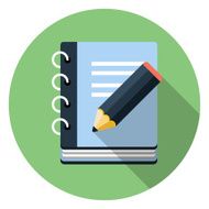 Vector icon of notepad with pencil