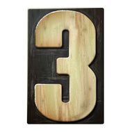 3d wood letterpress number 3