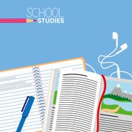 Desk with school elements for general studies N2