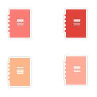 assembly realistic sticker design on paper notebook