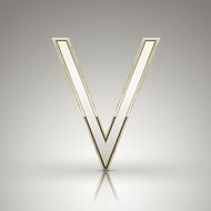 3d elegant pearl white alphabet V