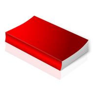 Realistic bright red blank softcover book Isolated on white background