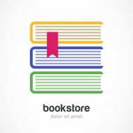 Vector logo design template Three multicolor books flat icon