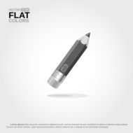 Greyscale Icon of Graphite Pencil with Eraser and Shadow