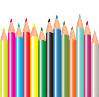 Color pencils set on white background