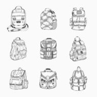 Set of different hiking backpack N2