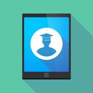 Tablet pc icon with a student avatar