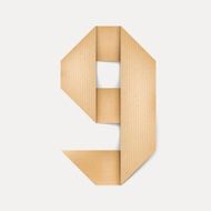 3d elegant folded paper number 9