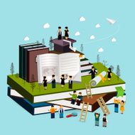 graduation concept 3d isometric infographic