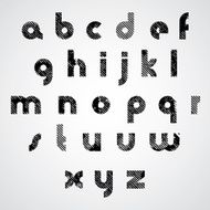 Grunge black striped lower case letters decorative hand drawn