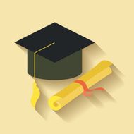 Flat design of student graduation hat