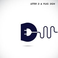 letter D icon abstract logo design with plug symbol