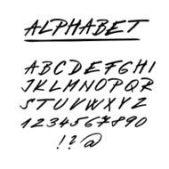 Hand drawn vector alphabet font isolated upper case letters numbers